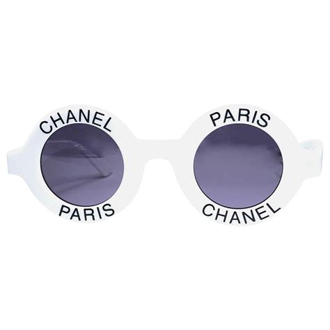 white round vintage chanel paris sunglasses zerouv|Chanel White Round Sunglasses .